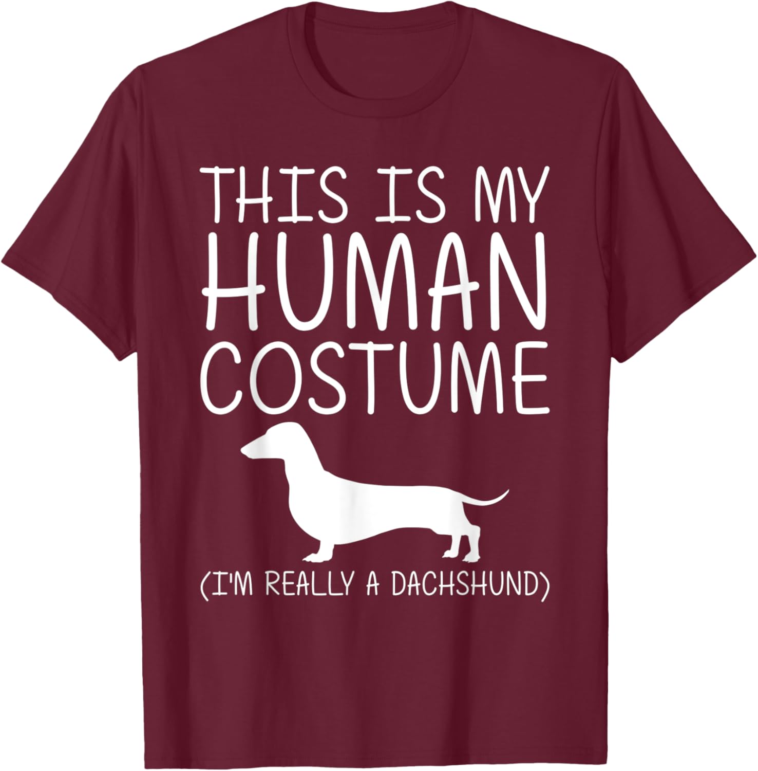 Dachshund Easy Halloween Human Costume Sausage Dog DIY Gift T-Shirt - T-Shirt | Maroon