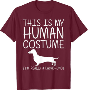 Dachshund Easy Halloween Human Costume Sausage Dog DIY Gift T-Shirt - T-Shirt | Maroon