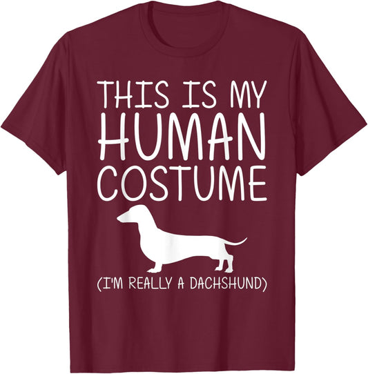 Dachshund Easy Halloween Human Costume Sausage Dog DIY Gift T-Shirt - T-Shirt | Maroon