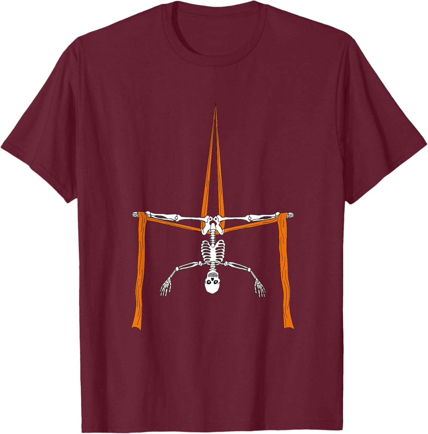 Skeleton Aerialist - Halloween Aerial Silks Circus Artist T-Shirt - T-Shirt | Maroon