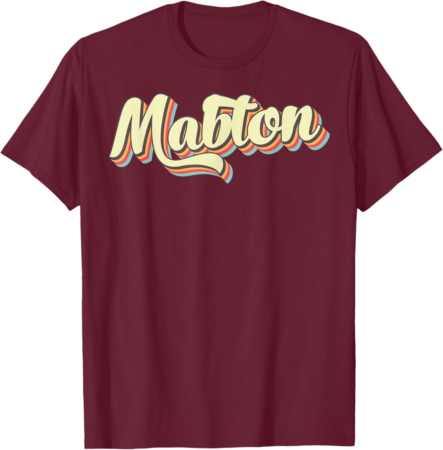 Mabton Retro Art Baseball Font Vintage T-Shirt - T-Shirt | Maroon