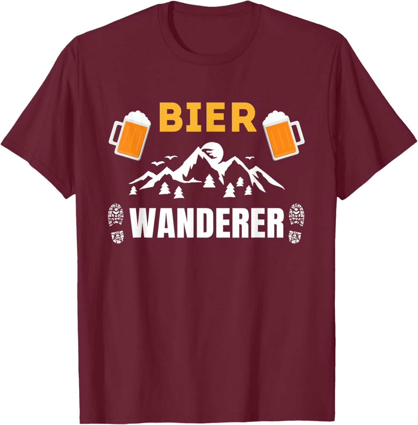 Bierwanderer Berge Wandern und Bier Einkehren Bierwanderung T-Shirt - T-Shirt | Maroon