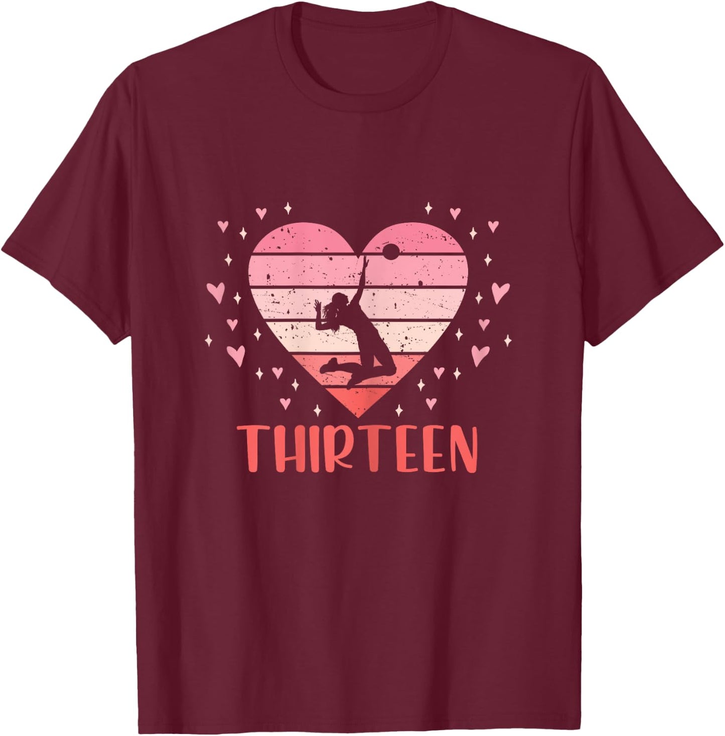 13 Year Old Cute Volleyball Birthday Girl 13th B-day T-Shirt - T-Shirt | Maroon