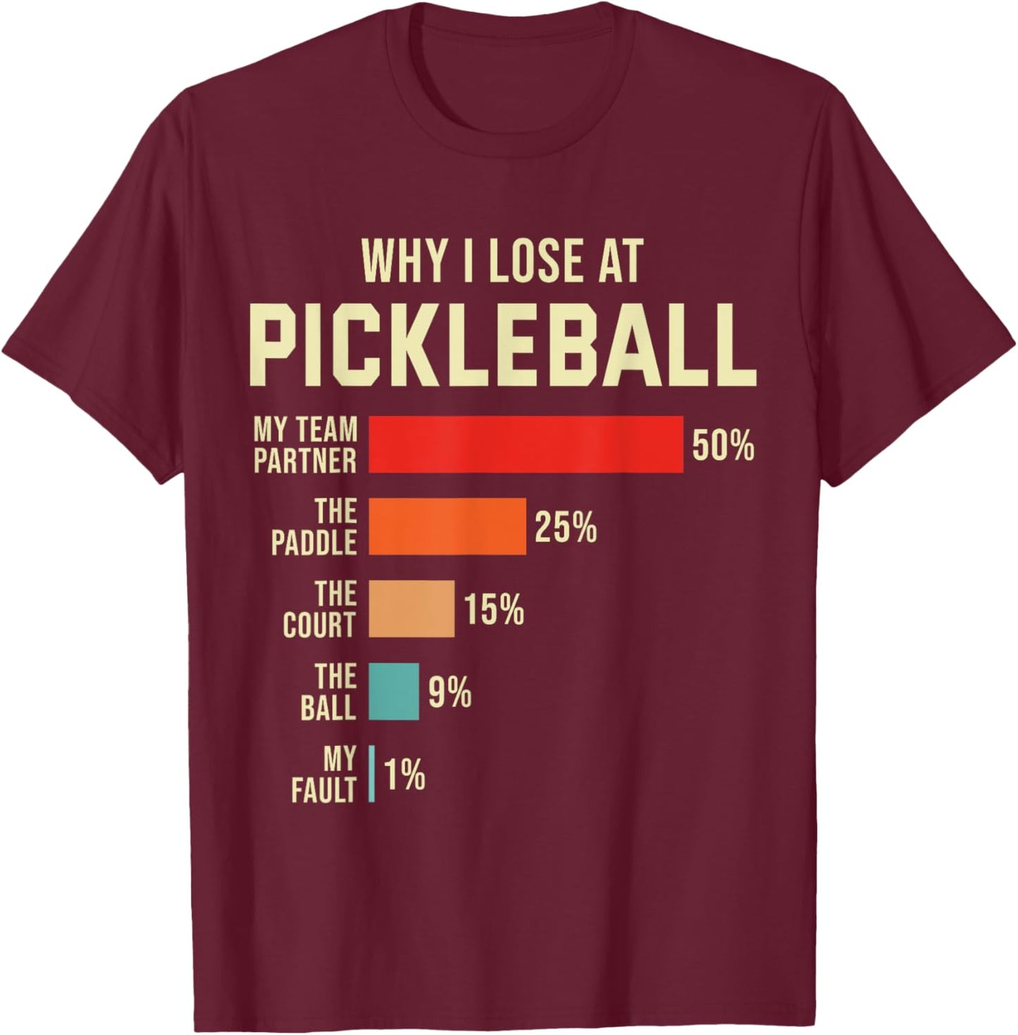 Why I Lose at Pickleball Player Funny Pickleballers T-Shirt - T-Shirt | Maroon