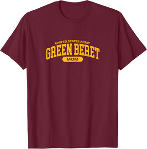 Proud Army Green Beret Mom T-Shirt - T-Shirt | Maroon