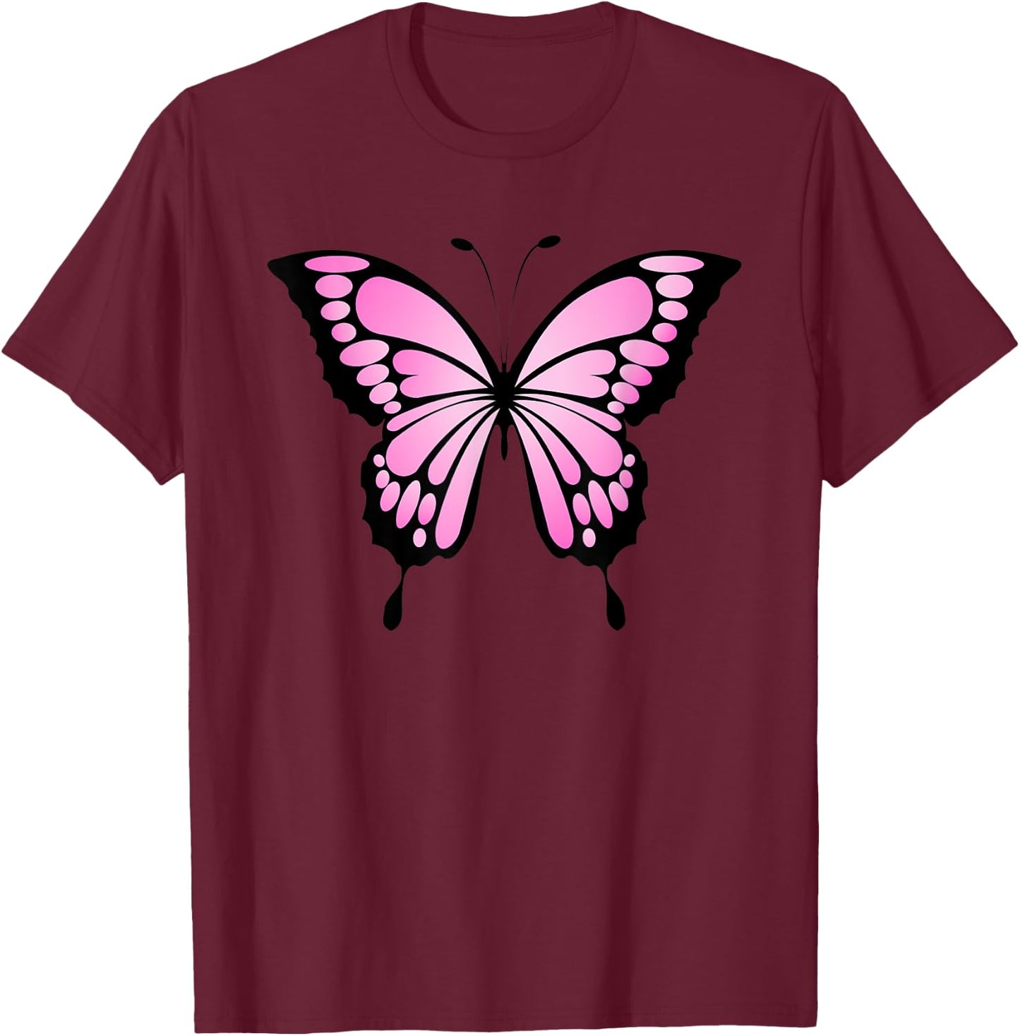 Pretty Pink Butterfly T-Shirt - T-Shirt | Maroon