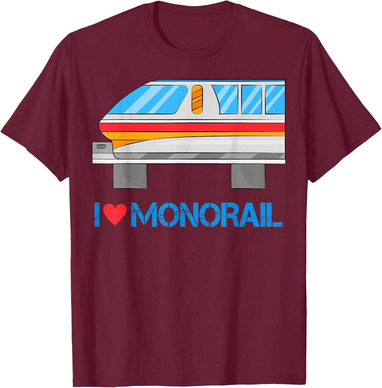Vehicle Monorail T Shirt. Public Transportation People Mover T-Shirt - T-Shirt | Maroon
