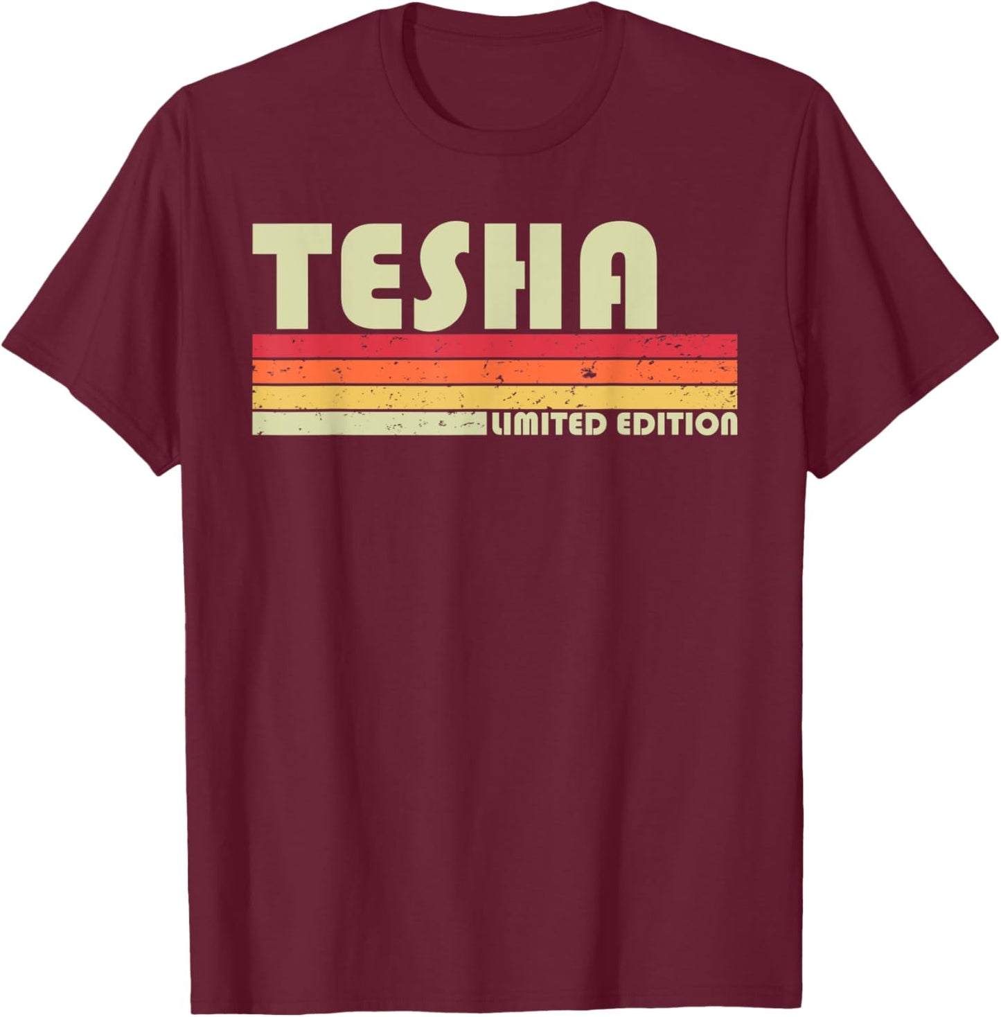 TESHA Name Personalized Retro Vintage 80s 90s Birthday T-Shirt - T-Shirt | Maroon