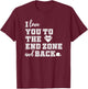 Football Shirt Mom Shirt I love you to the end zone and back T-Shirt - T-Shirt | Maroon
