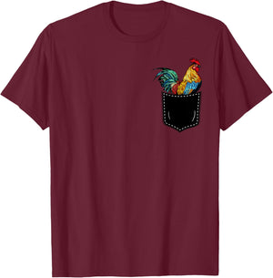 Funny Rooster In A Pocket Perfect for Chicken Lovers T-Shirt - T-Shirt | Maroon