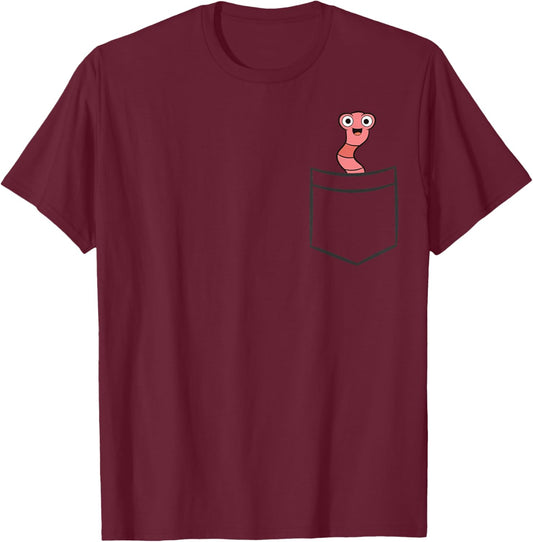 Worm In A Pocket Cute Red Wiggler Worm T-Shirt - T-Shirt | Maroon