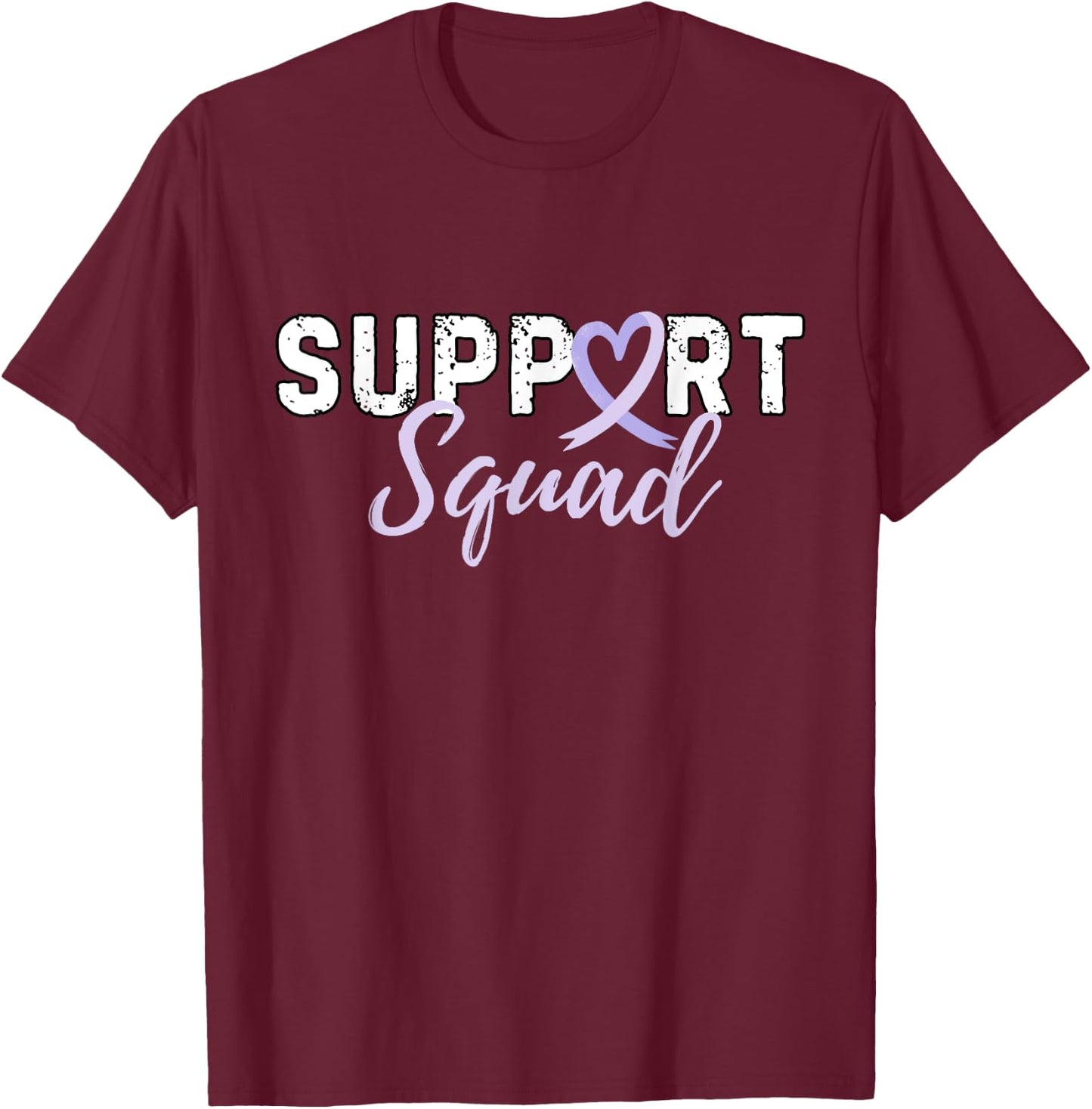 Support Squad Testicular Cancer Light Purple Ribbon Retro T-Shirt - T-Shirt | Maroon
