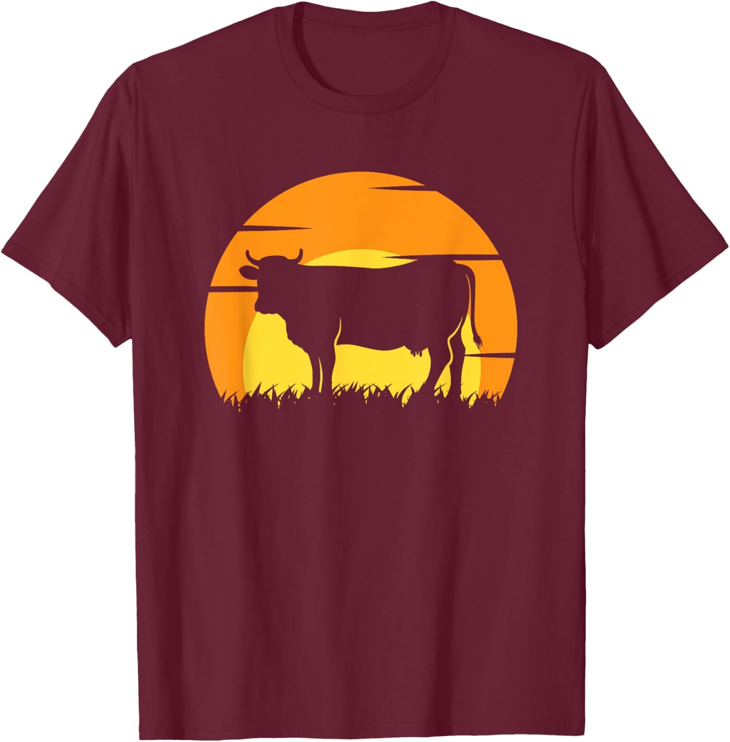 Cow Retro T-Shirt - T-Shirt | Maroon