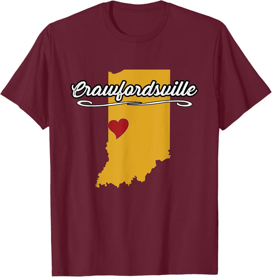 City of Crawfordsville Indiana | Novelty Merch Gift T-Shirt - T-Shirt | Maroon