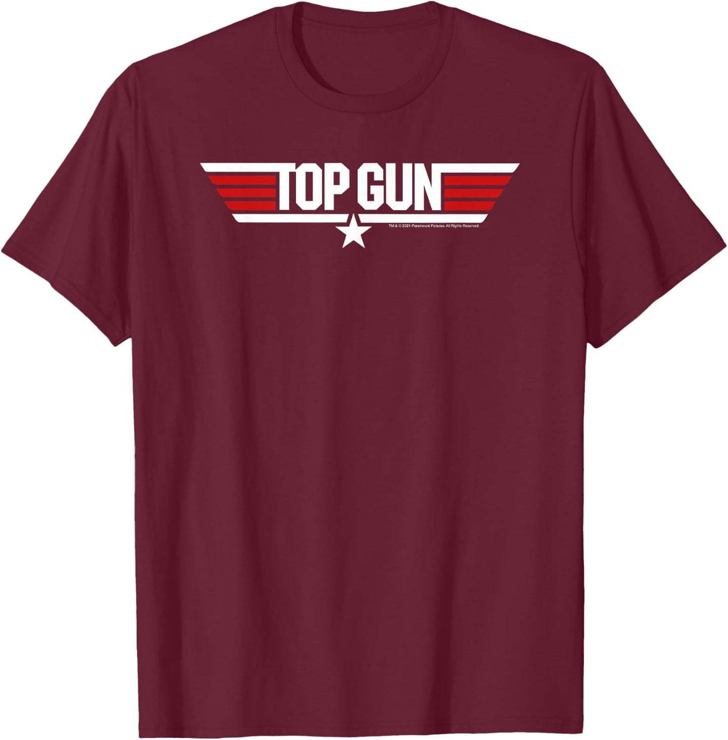 Top Gun White Classic Logo T-Shirt - T-Shirt | Maroon