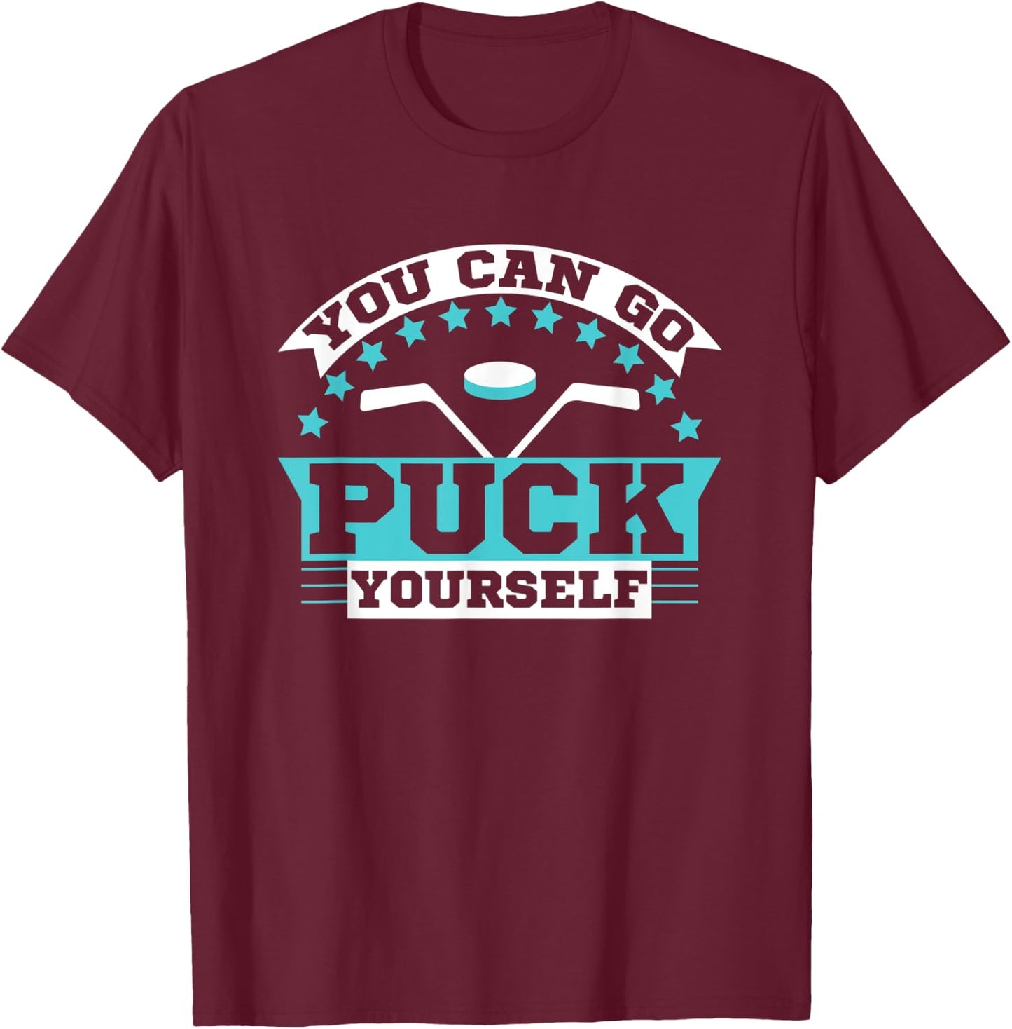 Go PUCK yourself Funny Eat Sleep Hockey Repeat Themed Youth T-Shirt - T-Shirt | Maroon