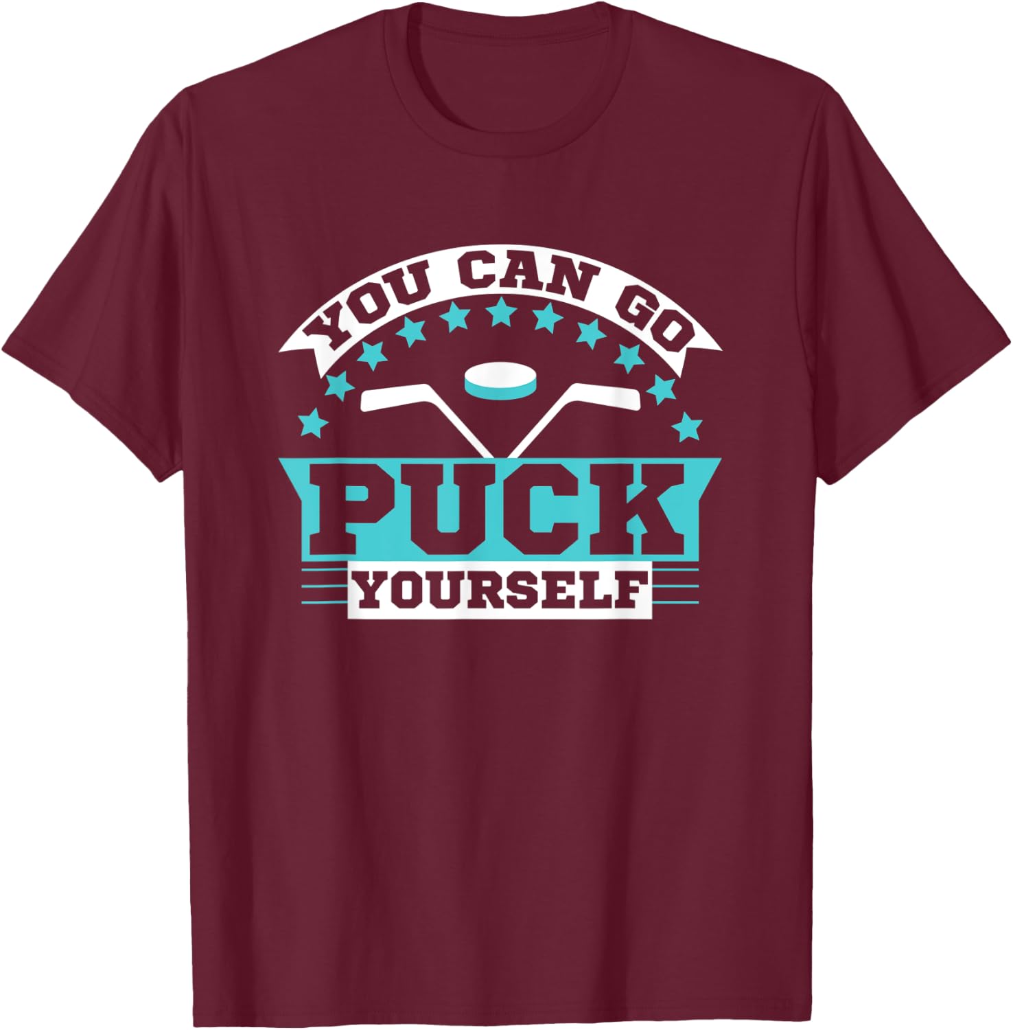 Go PUCK yourself Funny Eat Sleep Hockey Repeat Themed Youth T-Shirt - T-Shirt | Maroon