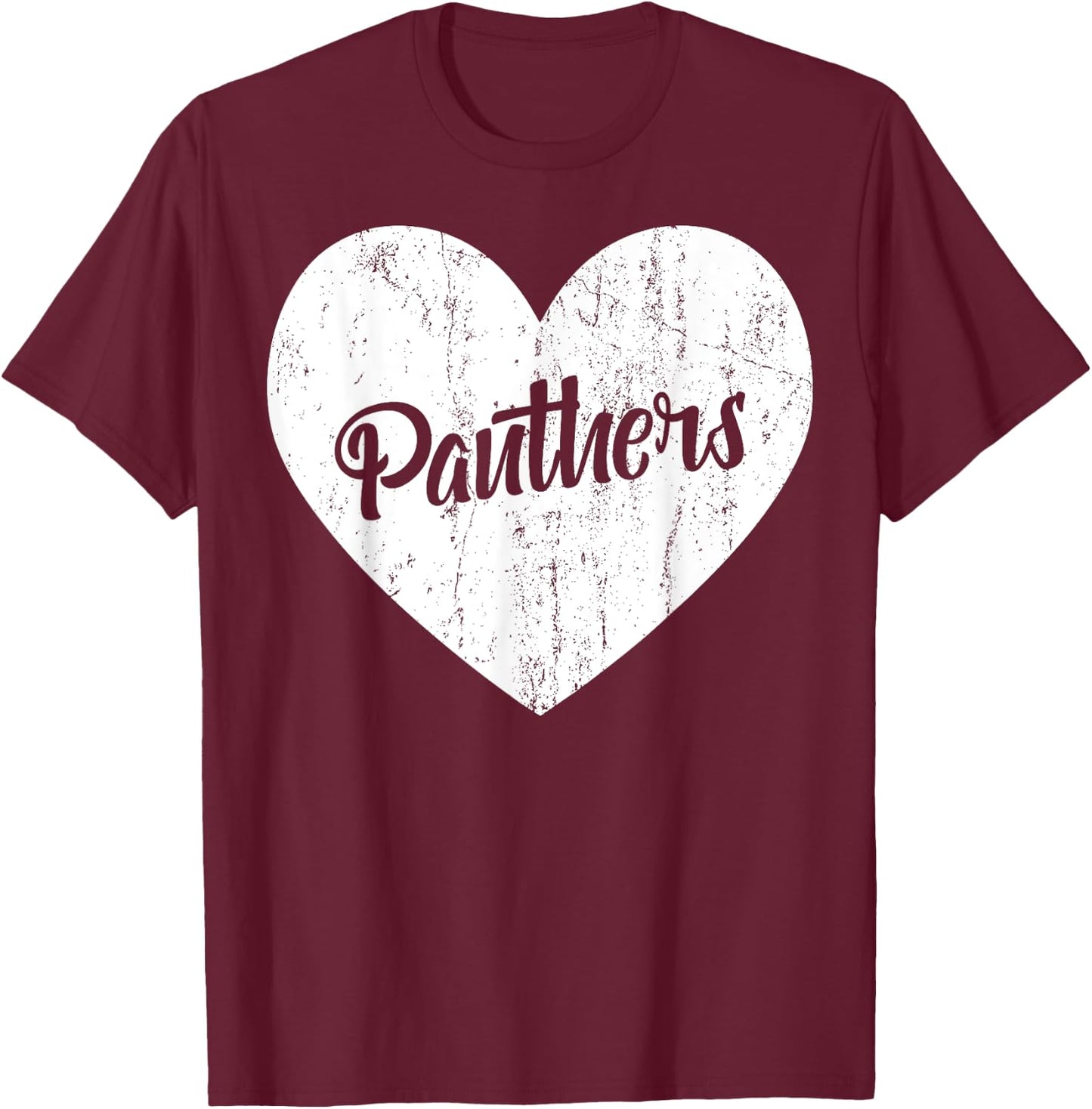 Panthers School Sports Fan Team Spirit Mascot Heart Gift T-Shirt - T-Shirt | Maroon