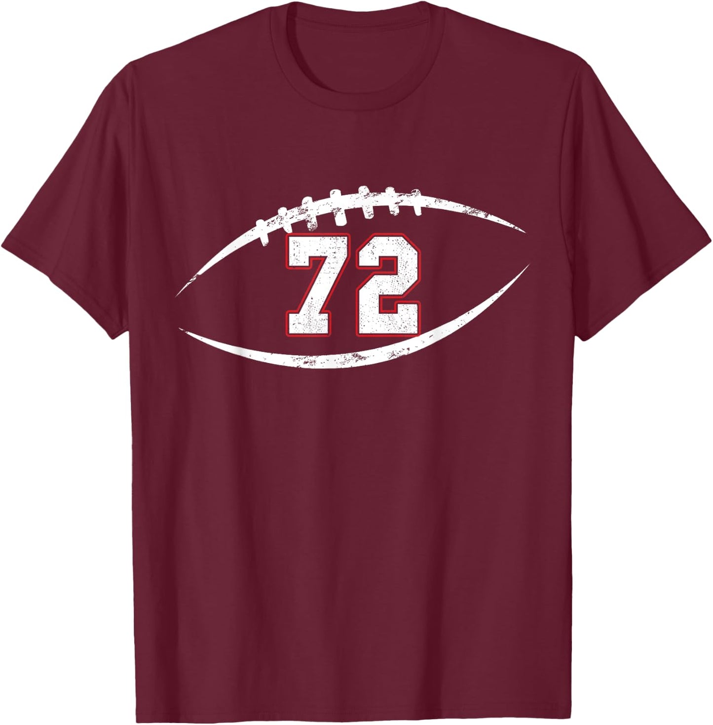 72 Number Vintage Football Player 72 Lucky Number Birthday T-Shirt - T-Shirt | Maroon