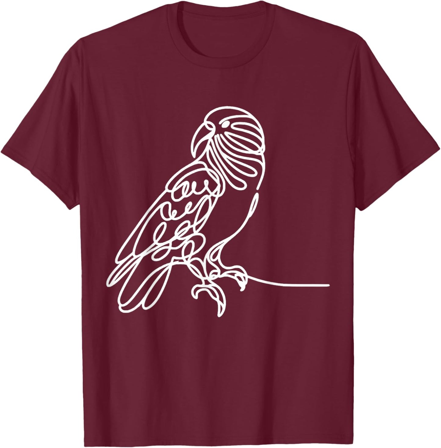Line Art Bird & Ornithologist Kea T-Shirt - T-Shirt | Maroon