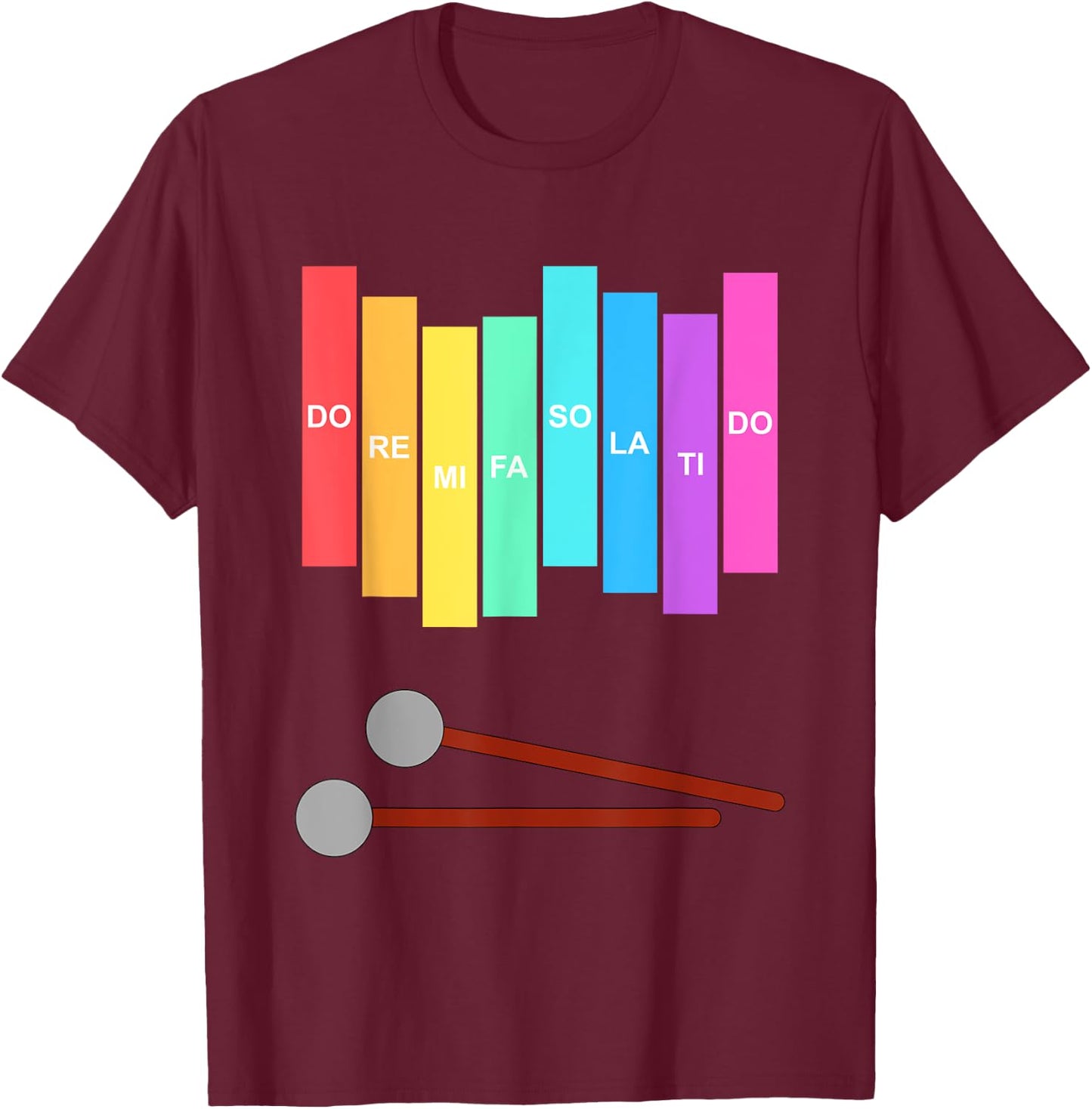 Music Xylophone Vintage Percussion Instrument Rainbow Colour T-Shirt - T-Shirt | Maroon