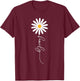 Elegant Wild Daisy Flower with stylish "family" text as stem T-Shirt - T-Shirt | Maroon