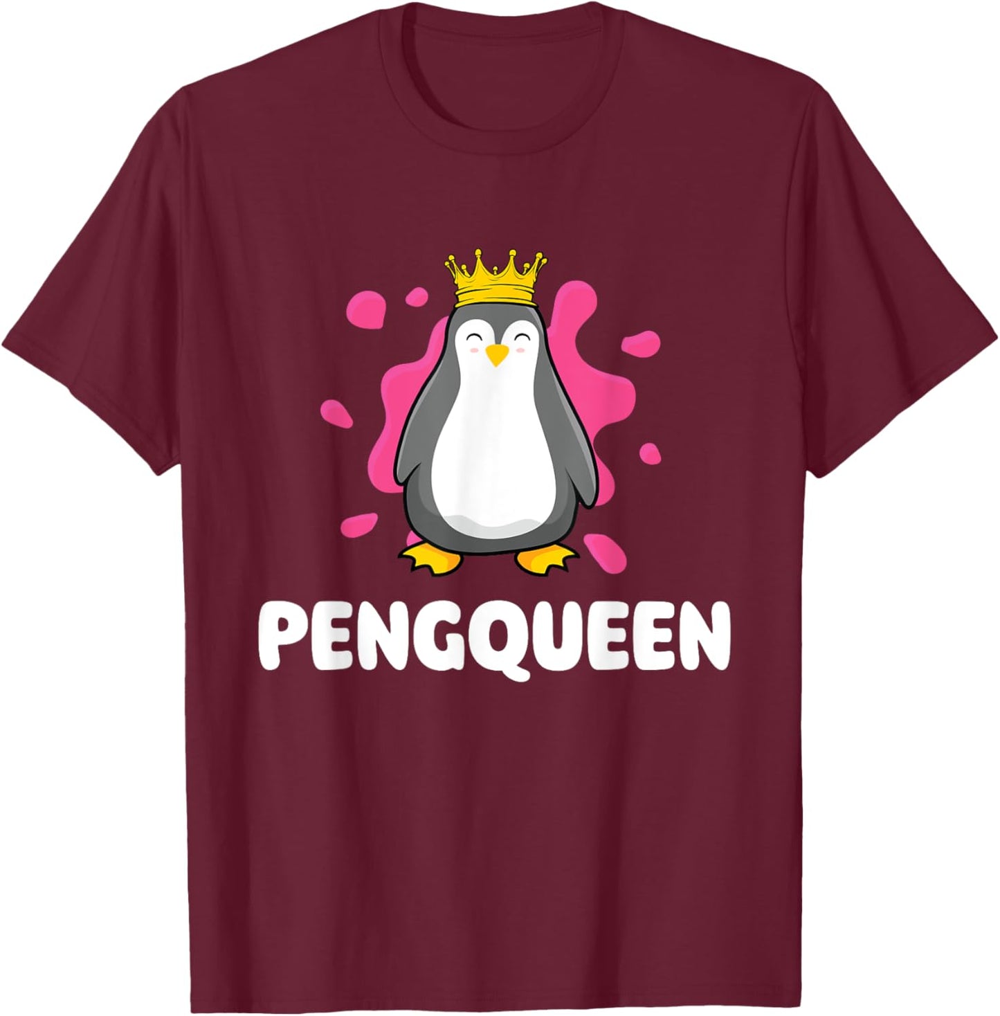 Pengqueen - Penguin Lover Bird Watcher Aquatic Bird T-Shirt - T-Shirt | Maroon