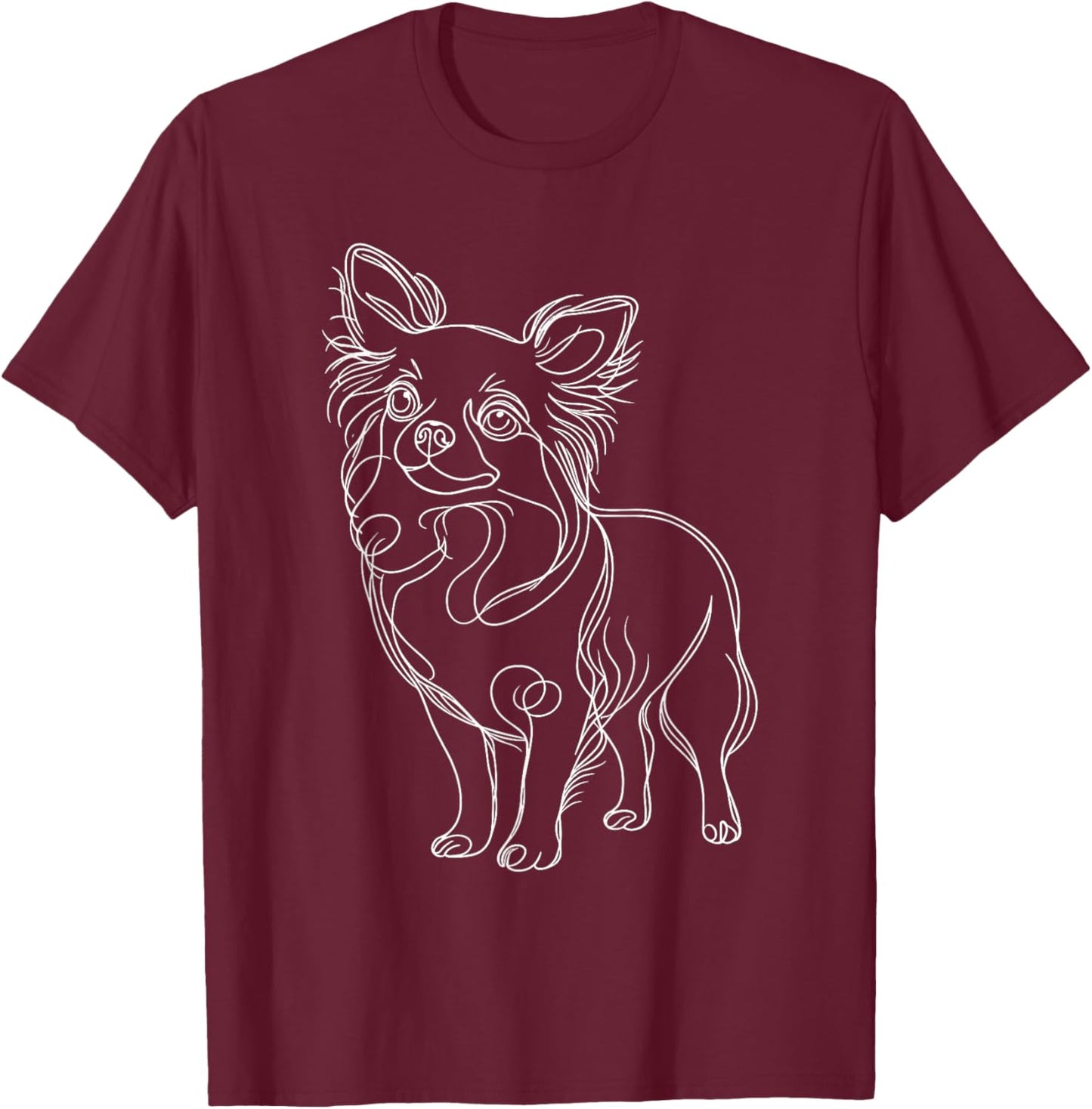 Line Art Chihuahua Dog Chihuahuas Chi T-Shirt - T-Shirt | Maroon