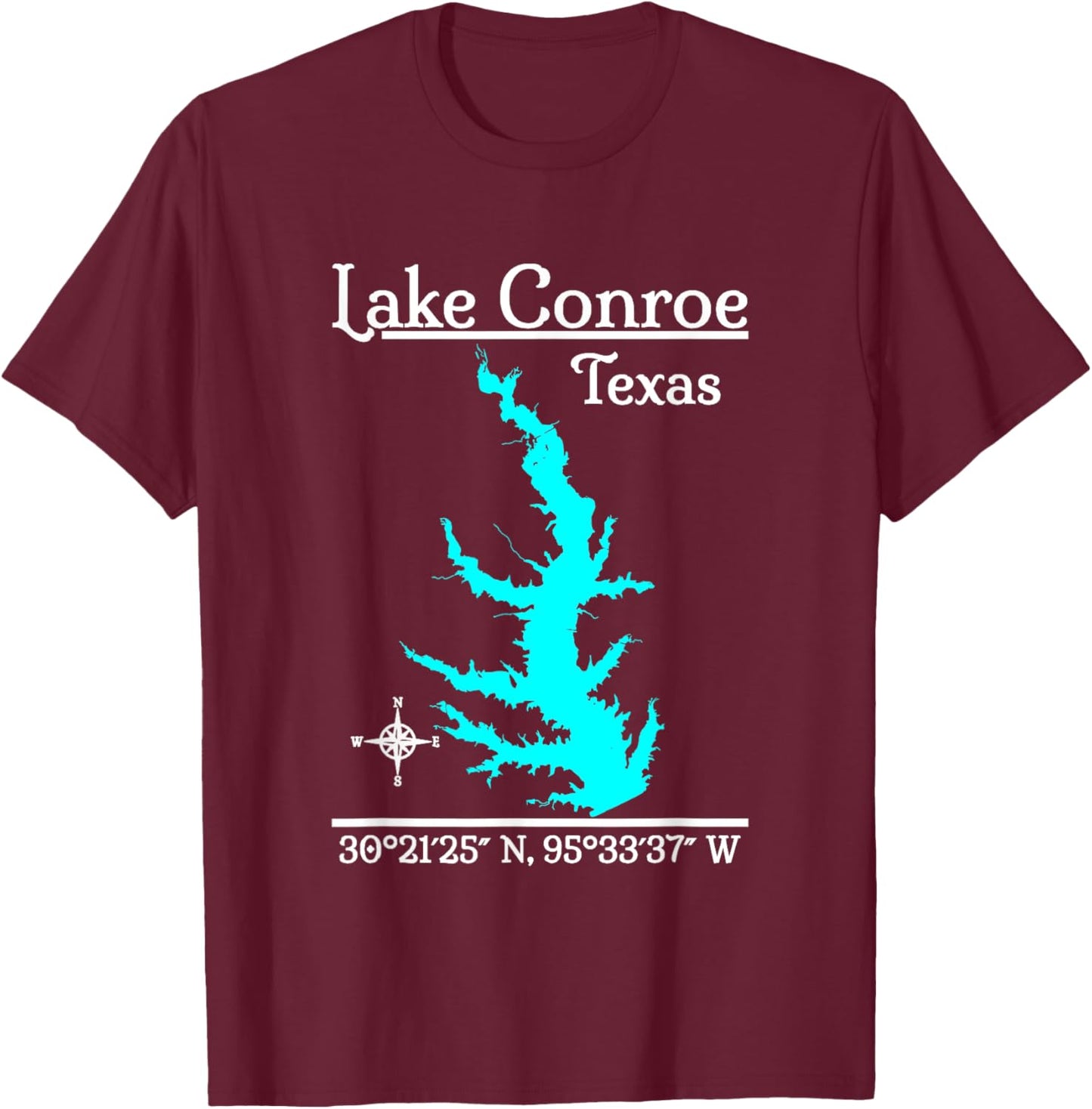 Lake Conroe, Texas T-Shirt - T-Shirt | Maroon