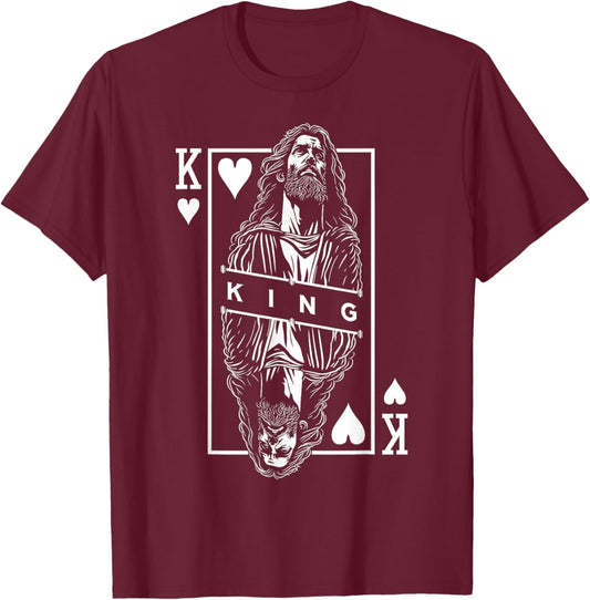 Jesus King Of Hearts Faith In Christ Christian Playing Card T-Shirt - T-Shirt | Maroon