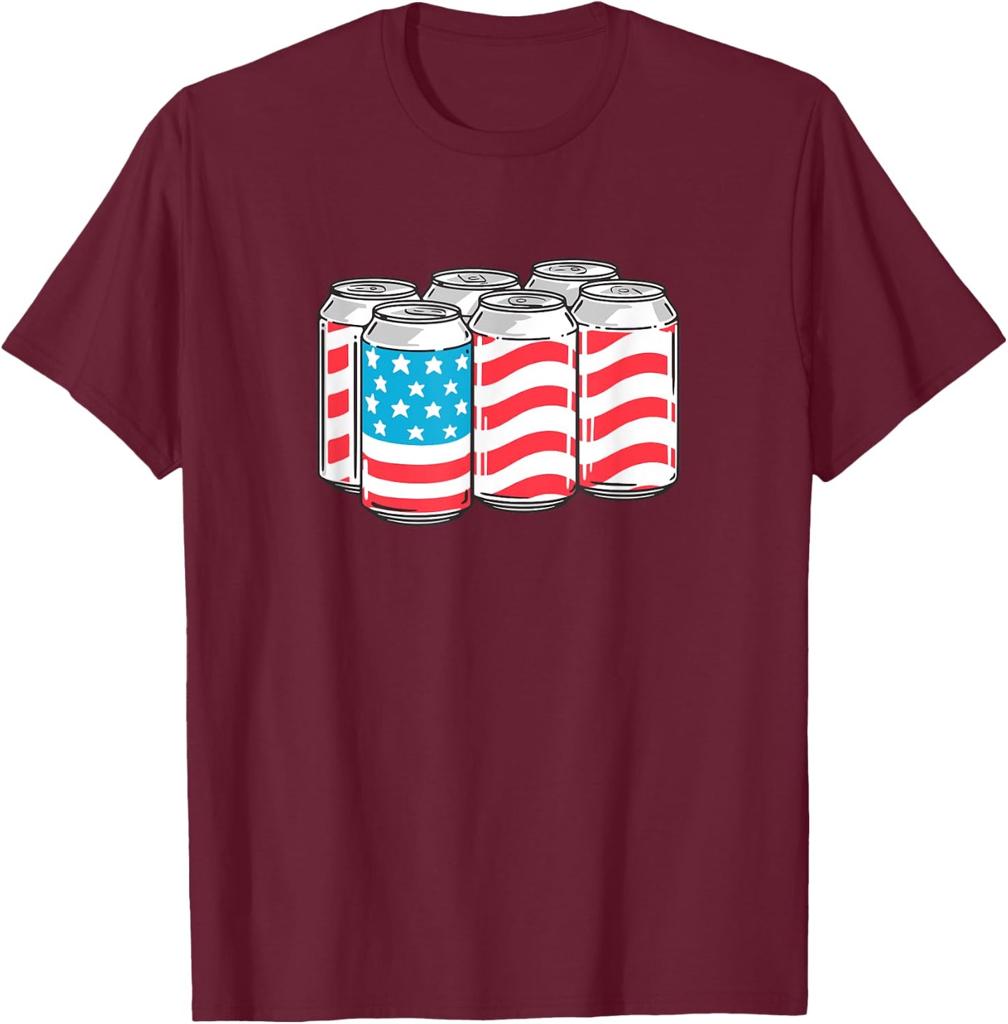 AmeriCan Funny 4th of July Beer Patriotic USA Flag Pride Women Men T-Shirt - T-Shirt | Maroon