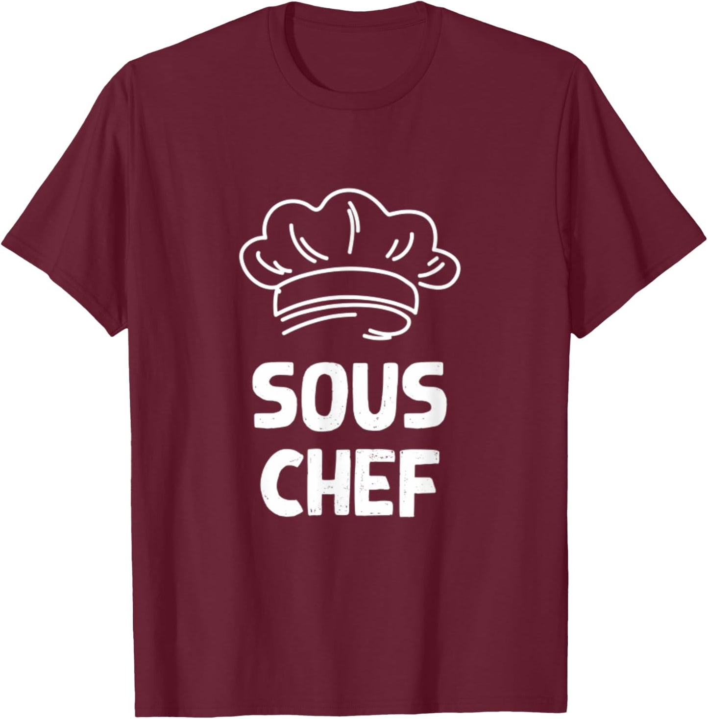 Sous Chef Matching Head Chef Cooking Kitchen Gift Mom Dad T-Shirt - T-Shirt | Maroon