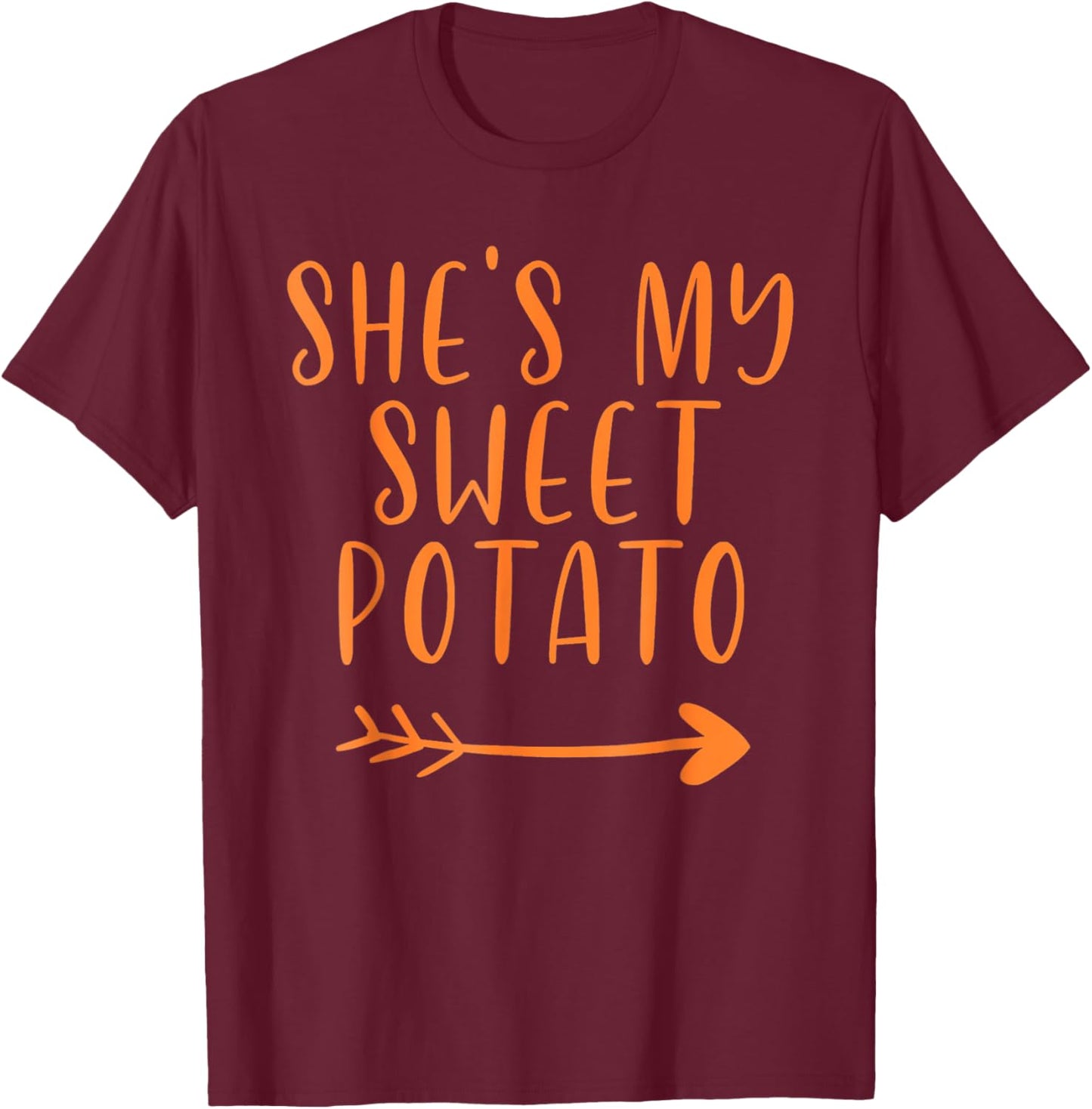 Thanksgiving Matching Couple She's My Sweet Potato I Yam Set T-Shirt - T-Shirt | Maroon
