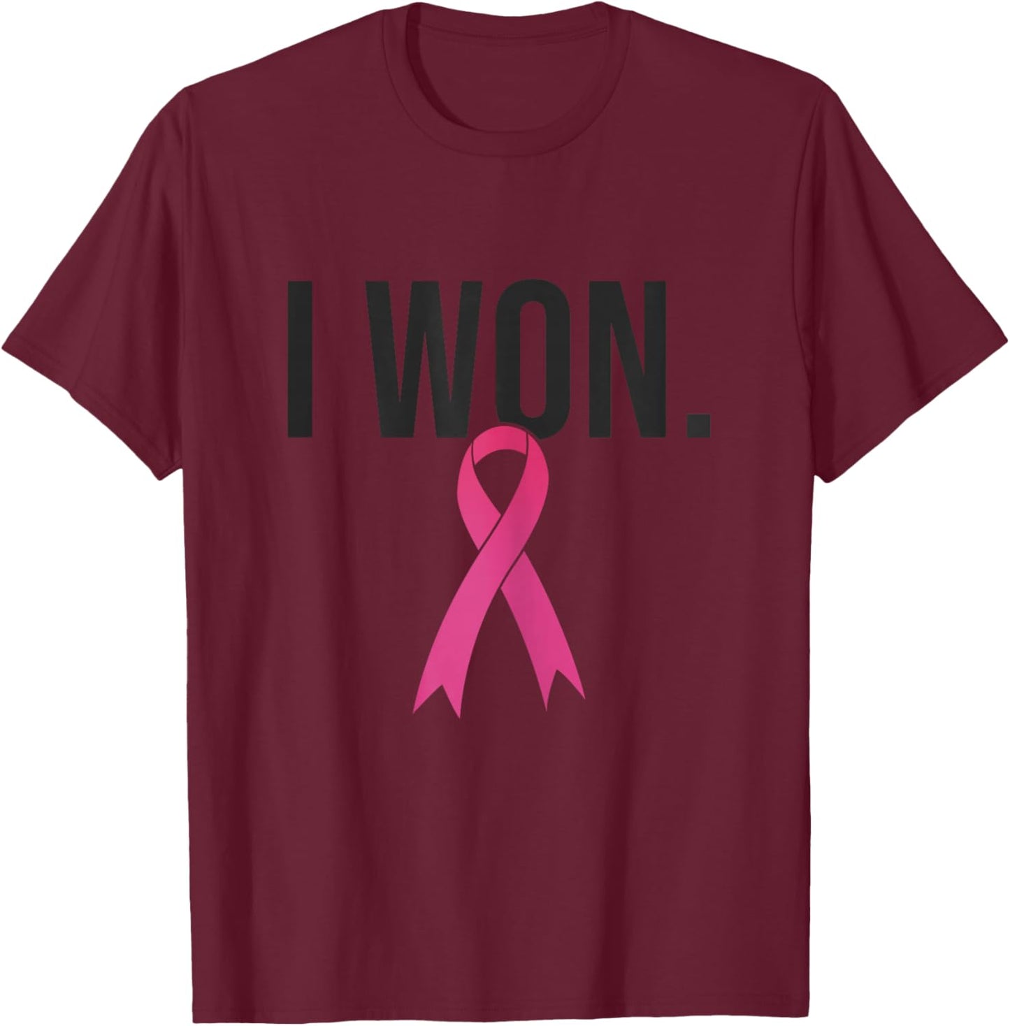 I Won Breast Cancer Survivor Awareness Month, Pink Ribbon T-Shirt - T-Shirt | Maroon