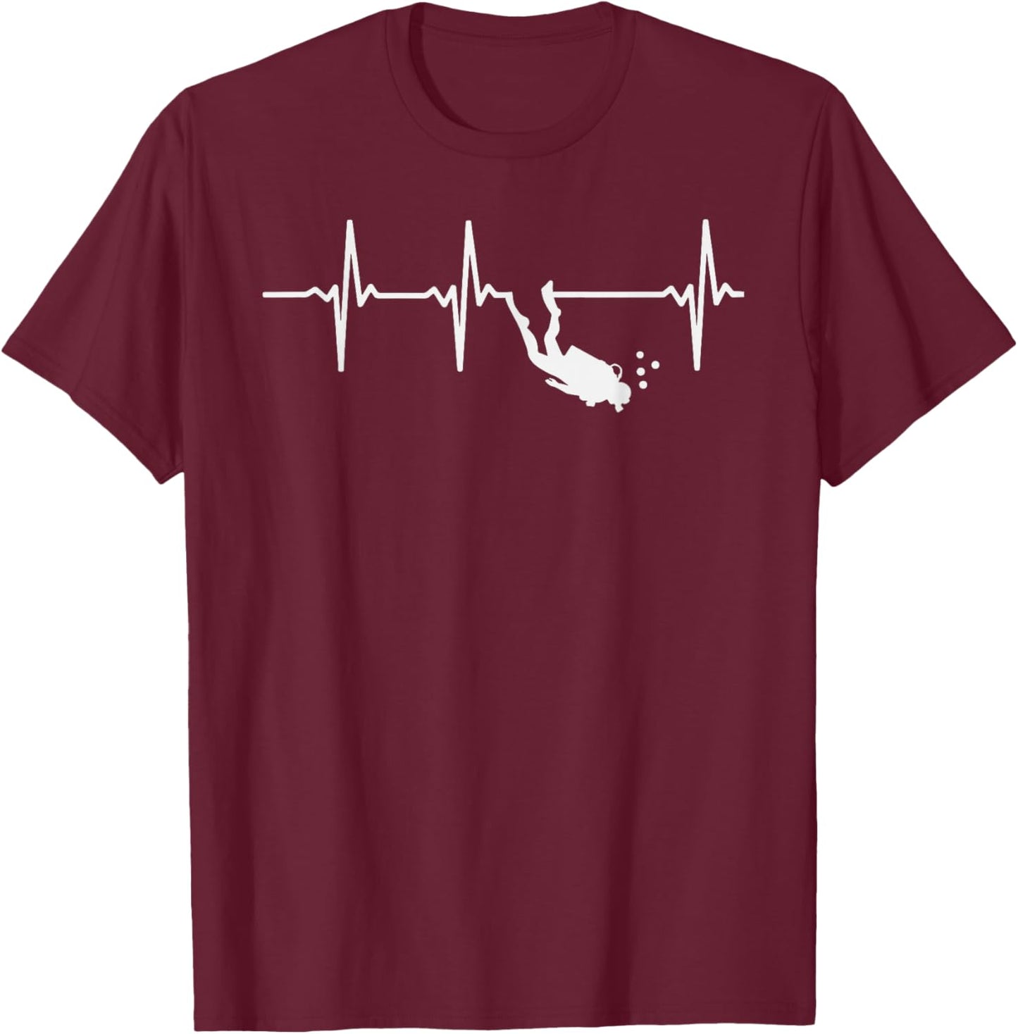 Scuba Diving Heartbeat Subtle Scuba Diver Men Women T-Shirt - T-Shirt | Maroon