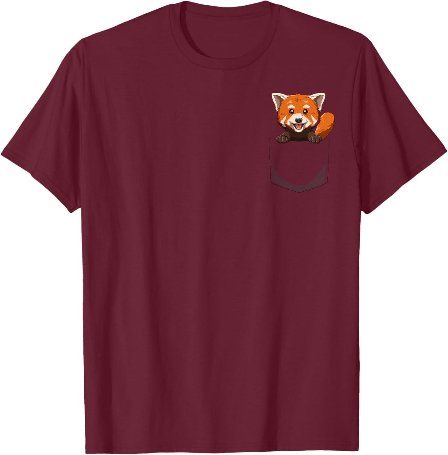 Red Panda Pocket Red Panda Peeking Out Pocket Red Panda T-Shirt - T-Shirt | Maroon