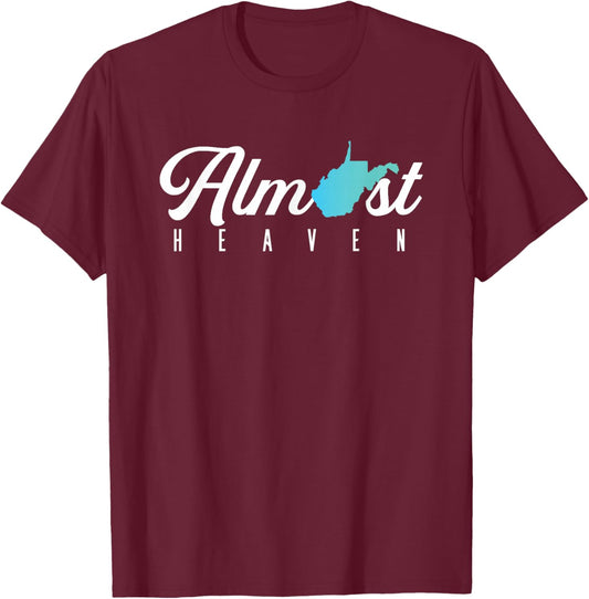Almost Heaven West Virginia Map | American USA State T-Shirt - T-Shirt | Maroon
