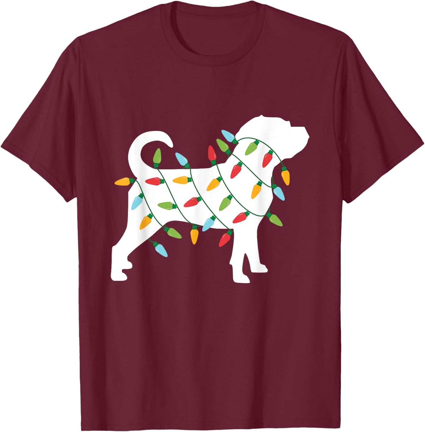 Christmas Lights Puggle T Shirt Cute Gifts for Dog Lovers Women Kids T-Shirt - T-Shirt | Maroon