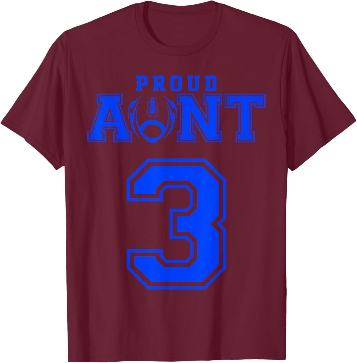 Custom Proud Football Aunt Number 3 B Personalized T-Shirt - T-Shirt | Maroon