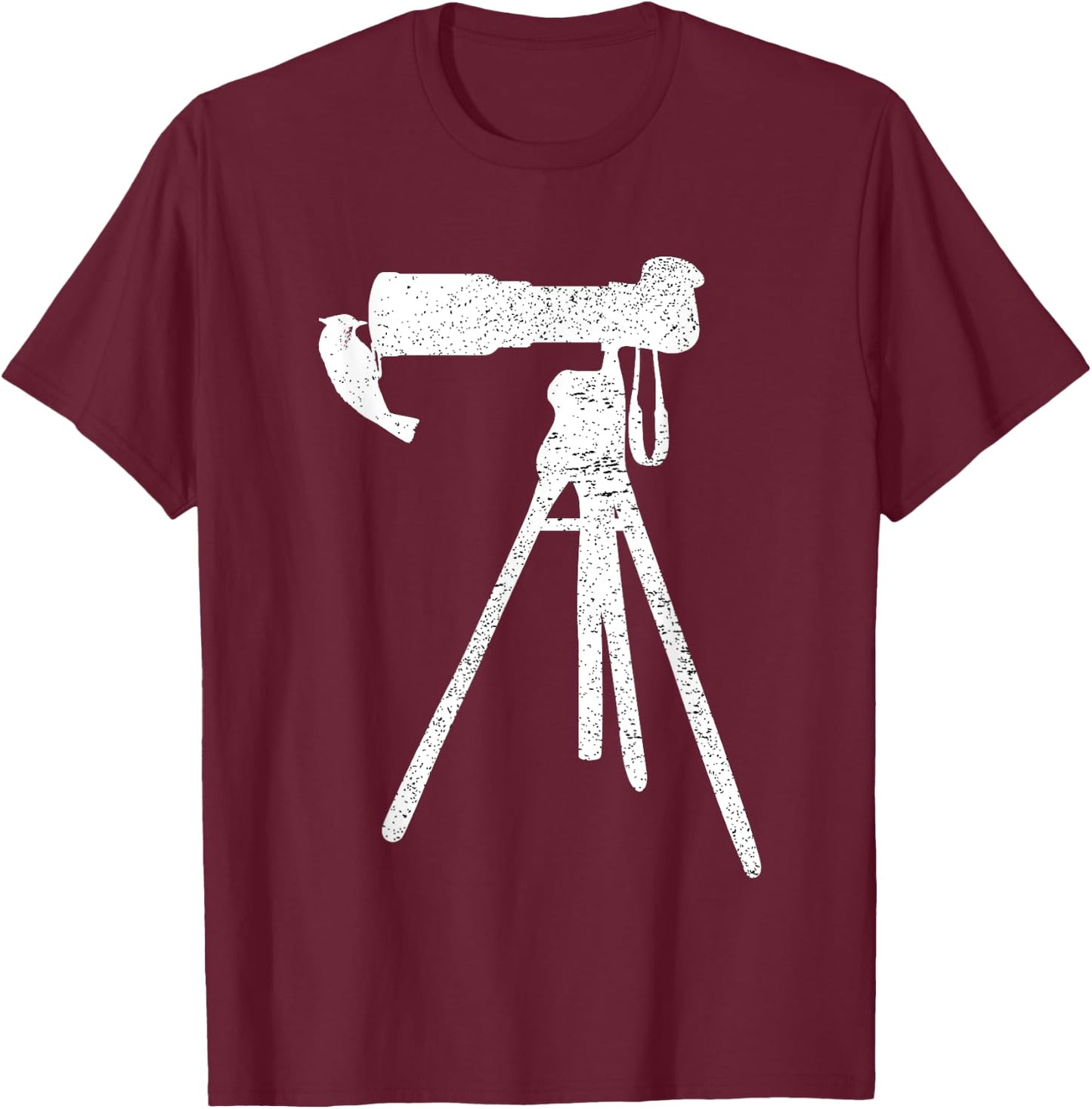 Retro Vintage Distressed Bird Photographer Wildlife Print T-Shirt - T-Shirt | Maroon