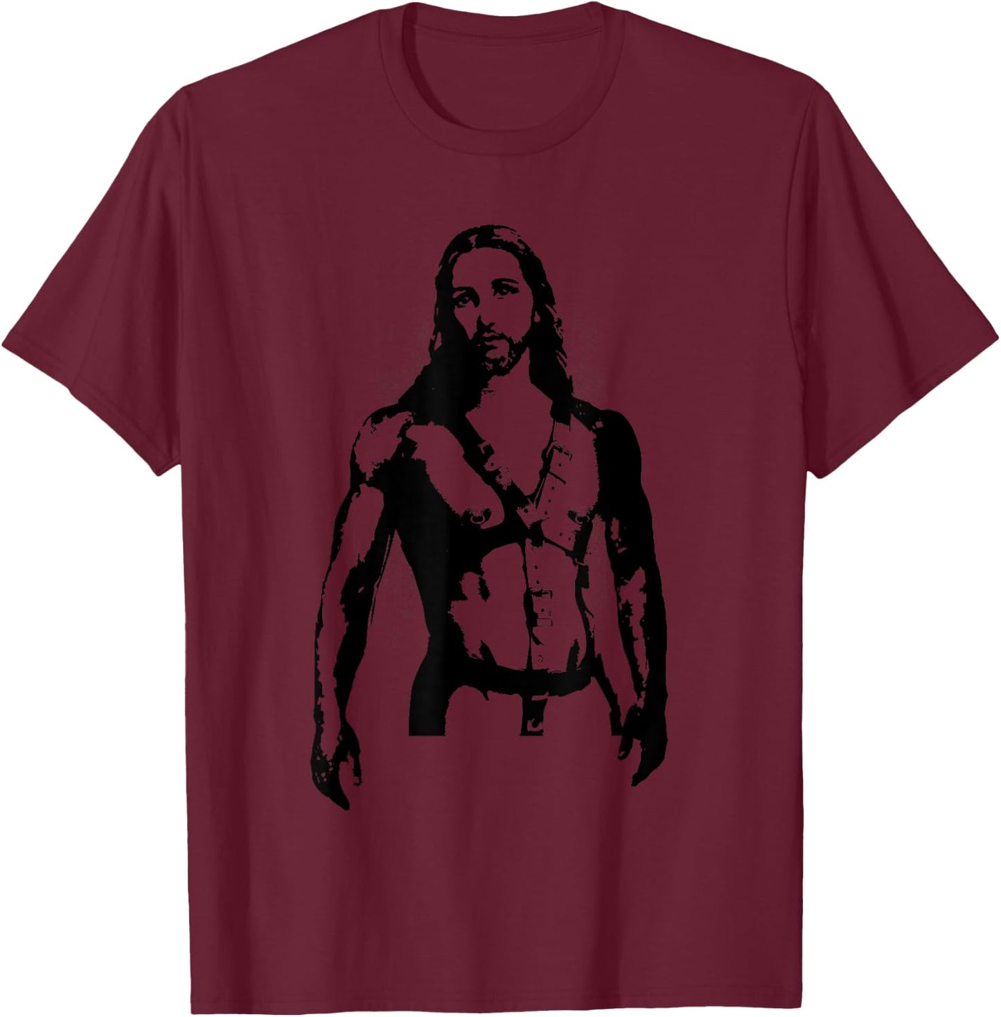 Sexy Jesus In BDSM Harness Gay Pride T-Shirt - T-Shirt | Maroon