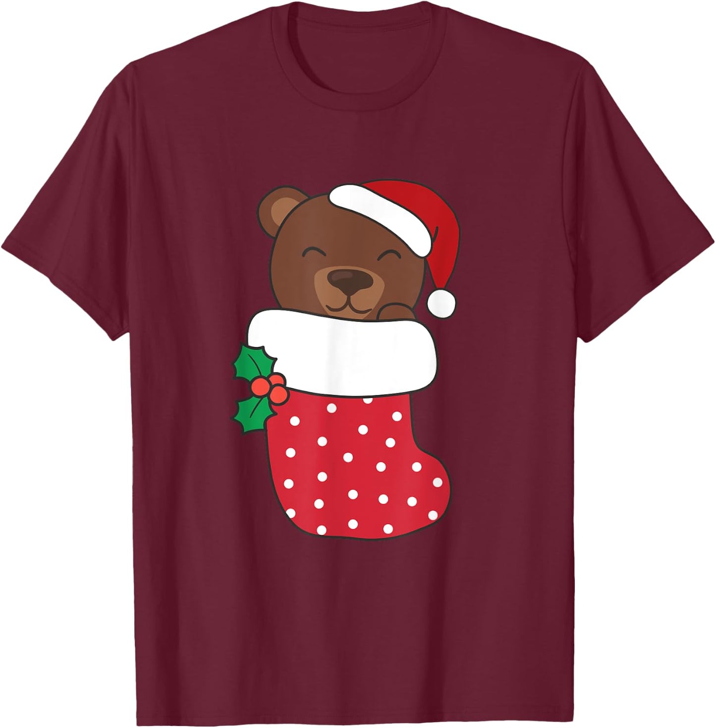 Cute Bears In Christmas Socks For Christmas Bear T-Shirt - T-Shirt | Maroon