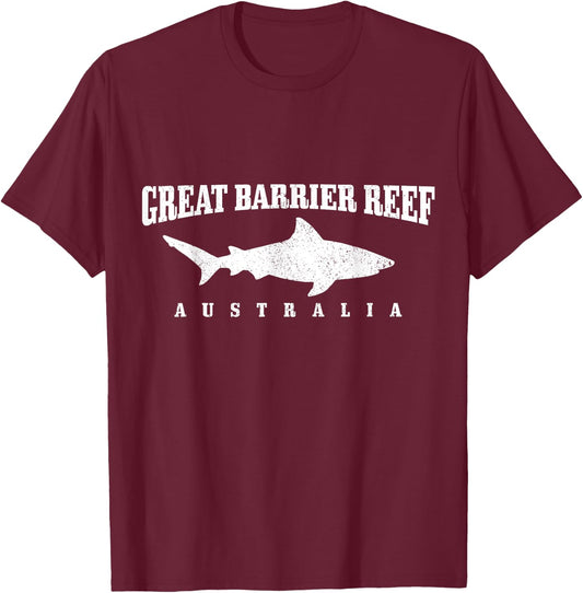 Great Barrier Reef Australia Diver Shark Diving T-Shirt - T-Shirt | Maroon