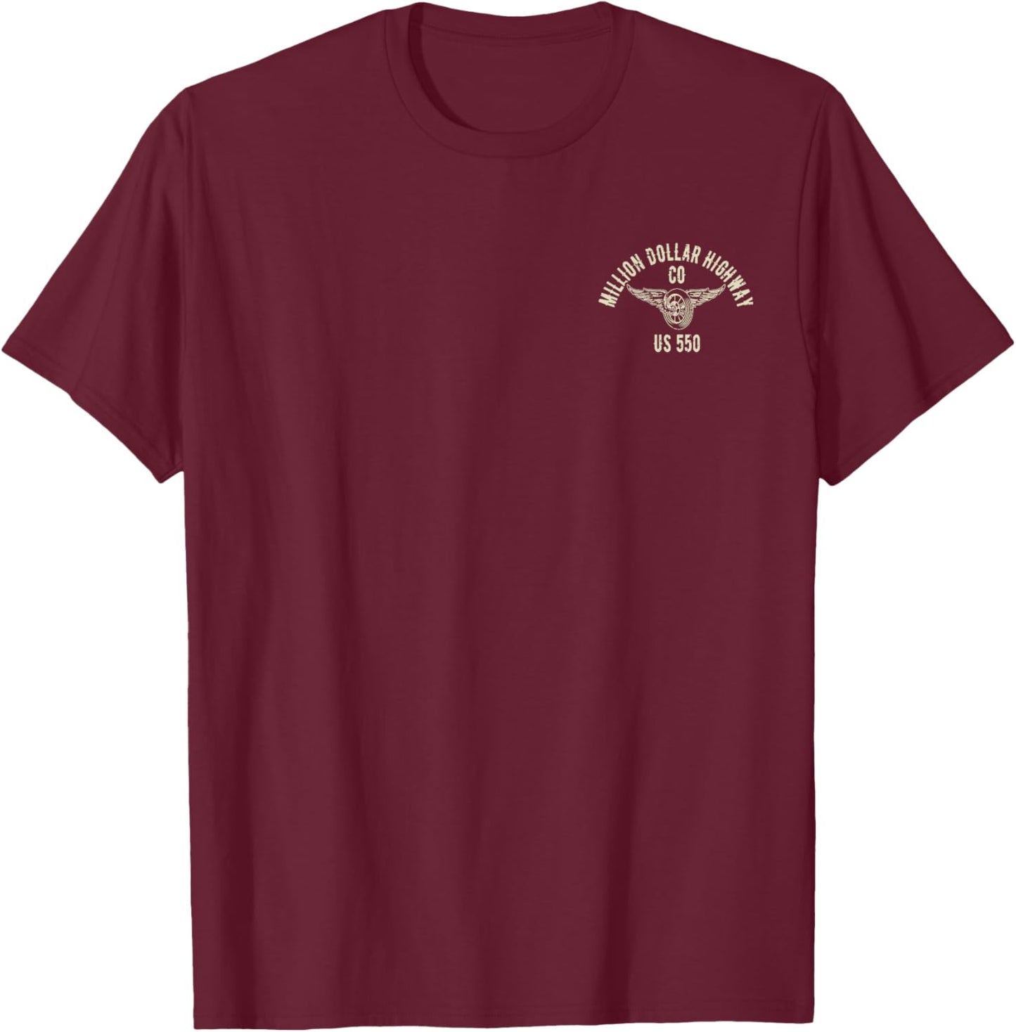 Million Dollar Highway HWY 550 Colorado Motorcycle Design T-Shirt - T-Shirt | Maroon