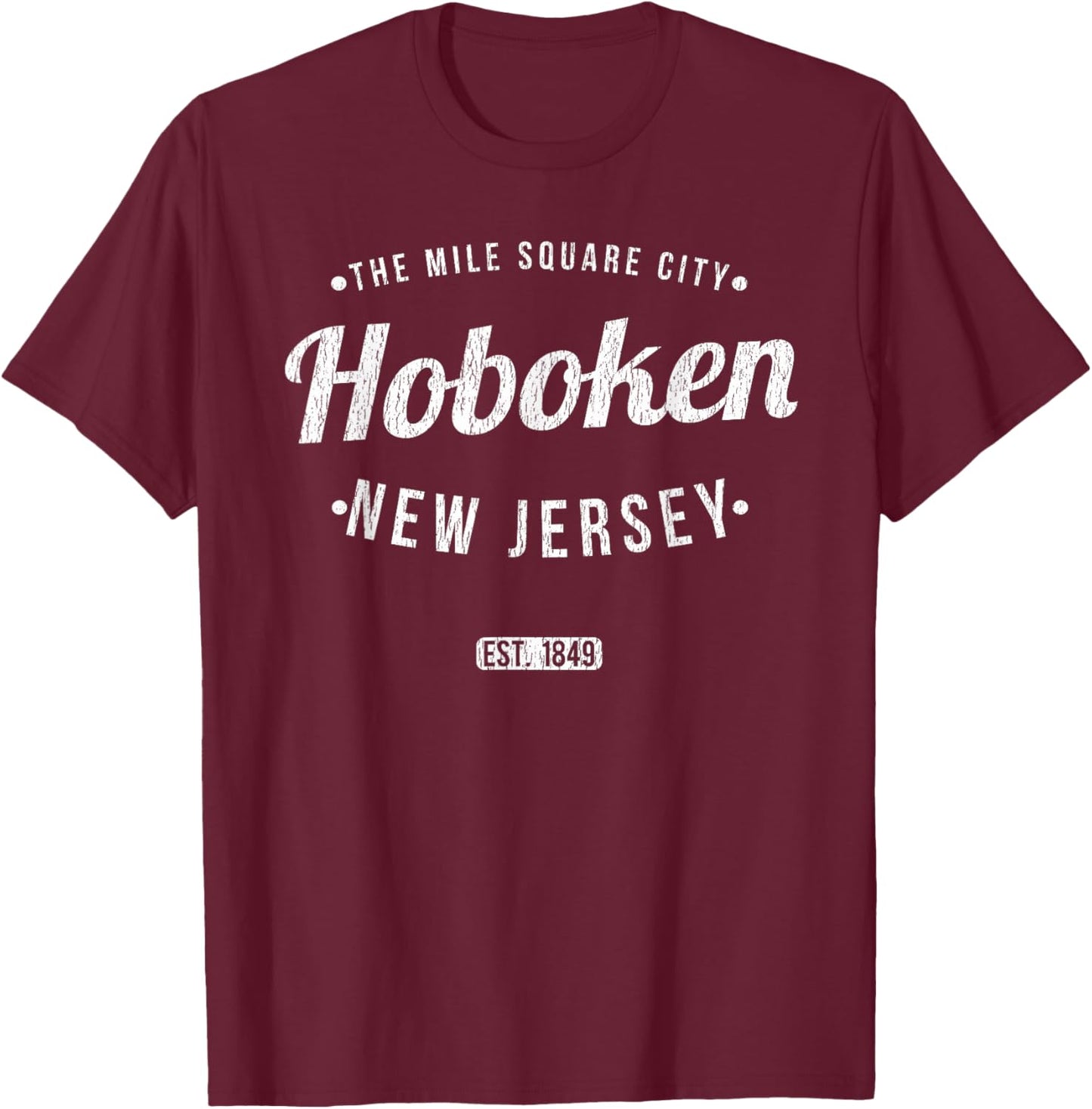 Hoboken New Jersey Vintage Travel Souvenir Hoboken T-Shirt - T-Shirt | Maroon