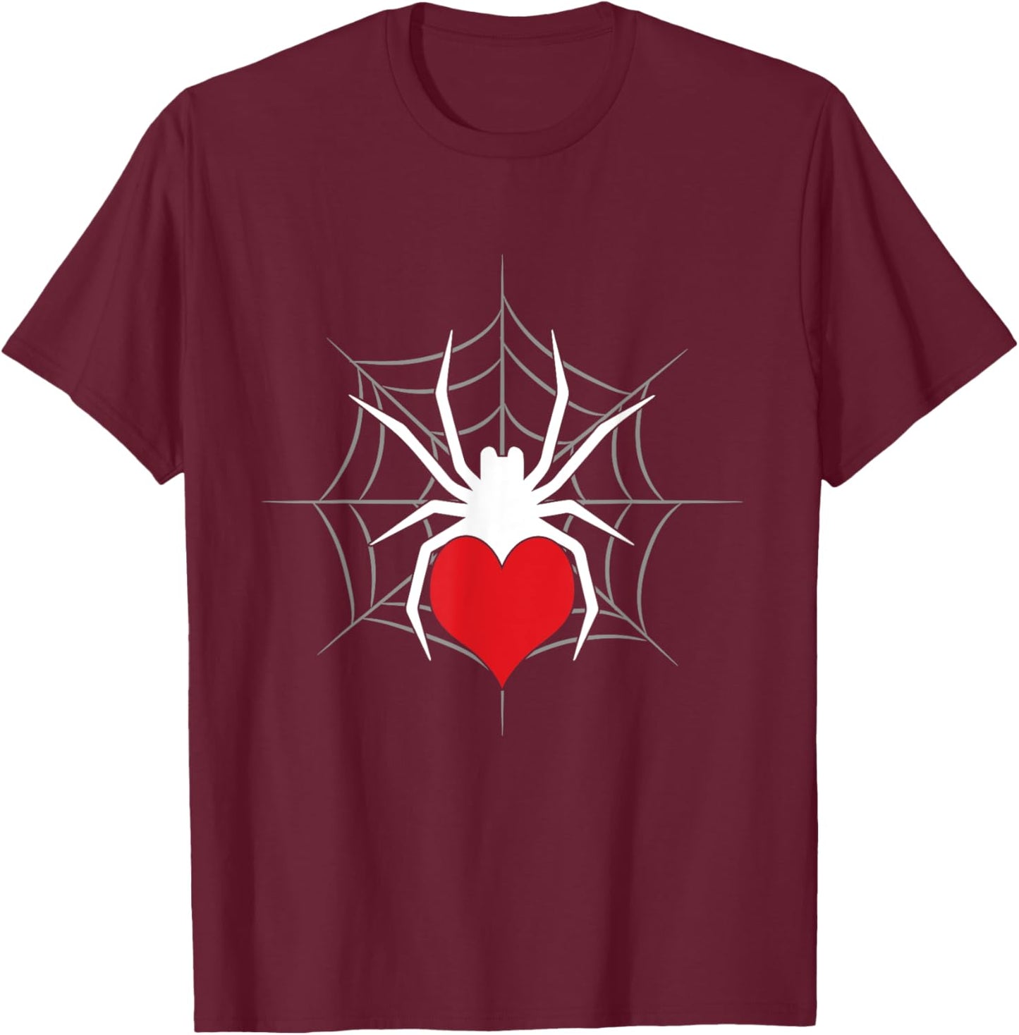 Spider Web | Arachnophile Spider Lovers | Spider With Heart T-Shirt - T-Shirt | Maroon