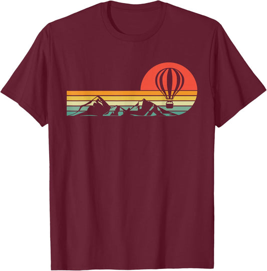 Hot Air Balloon Retro Vintage T-Shirt - T-Shirt | Maroon