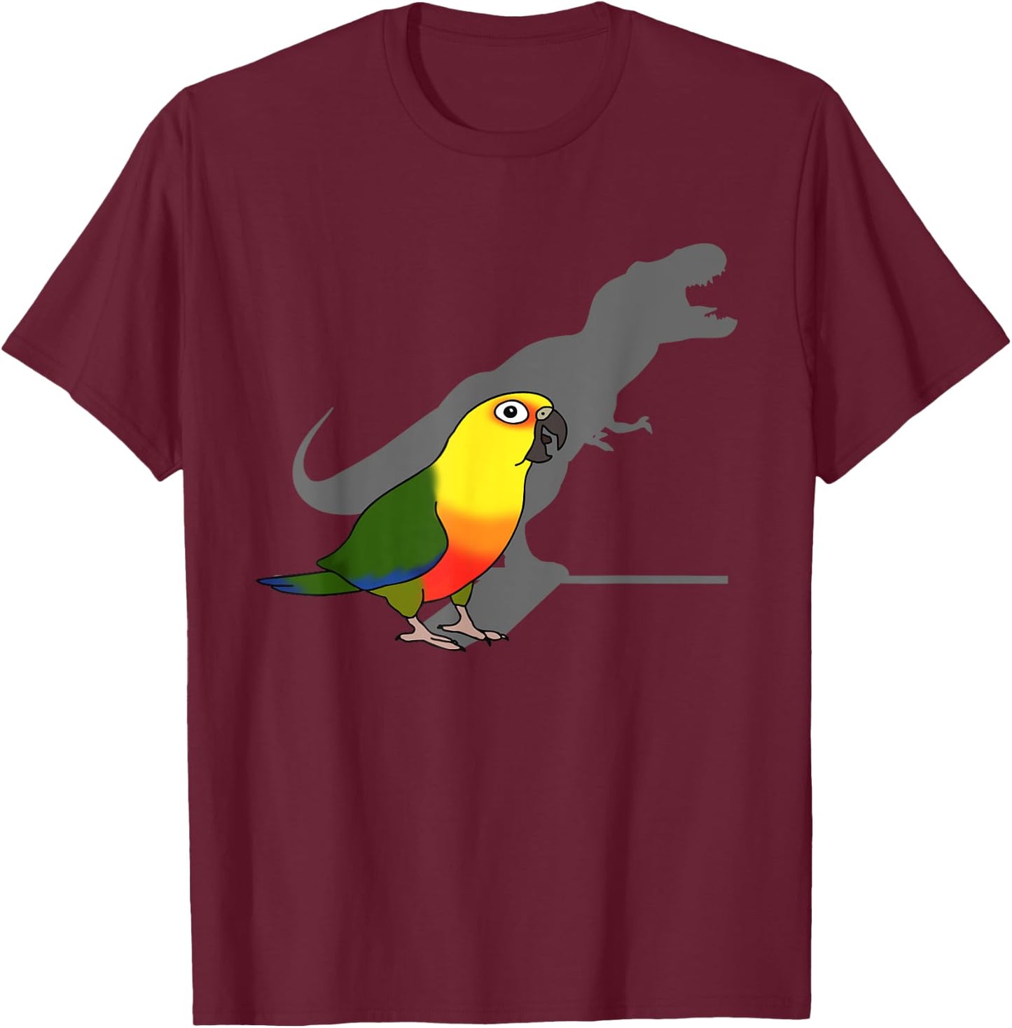 Birb Memes, Cute Dinosaur Parrot, Funny T-rex Jenday Conure T-Shirt - T-Shirt | Maroon