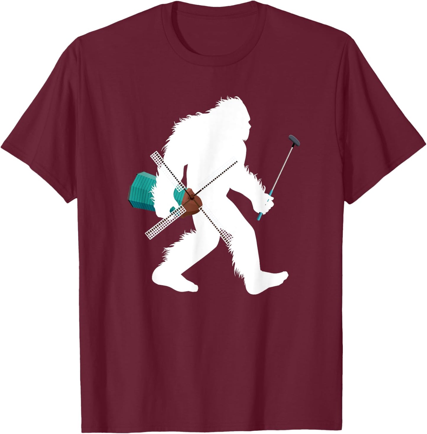 Bigfoot Mini Golf Cryptid Golfer Sasquatch Putt Putt Golfing T-Shirt - T-Shirt | Maroon