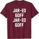 JAR-ED GOFF -Adults Black Small Modern Classic Fit T-Shirt - T-Shirt | Maroon